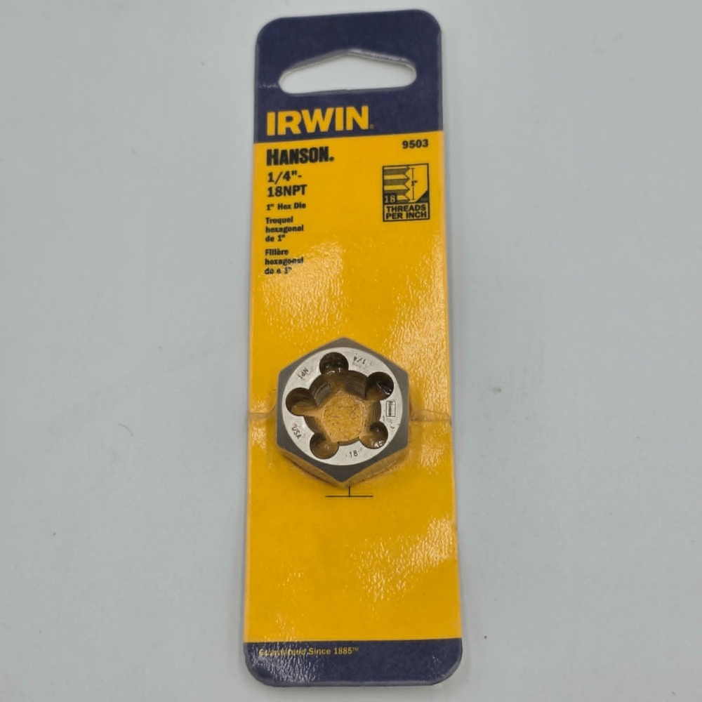 Irwin 9503 Hanson 1/4 in-18NPT Machine Screw High Carbon Steel SAE Hexagon Die